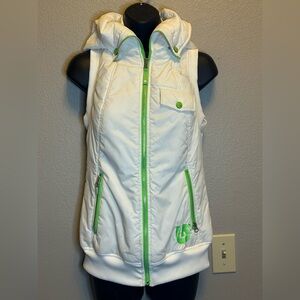 Burton Starr Vest Zip Up Hoodie Women's Snowboard White Lime Green Sz M